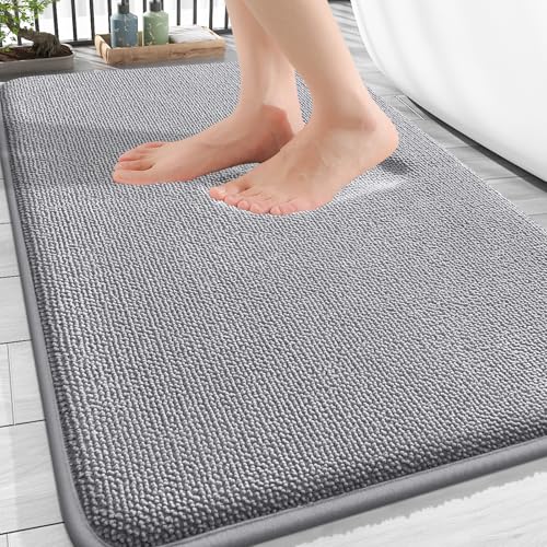 OLANLY Thick Memory Foam Bathroom Rug 30x20 Grey