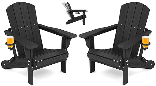 SERWALL Folding Adjustable Adirondack Chairs Set of 2 side view