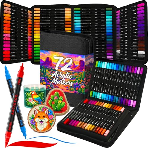ARTISTRO Acrylic Paint Markers Dual-Tip Black 72 Pack box