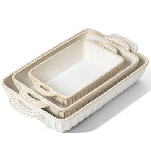 Feenmai vintage hobnail rectangular ceramic baking set