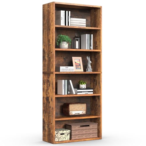 Sweetcrispy 6-tier tall bookshelf in brown