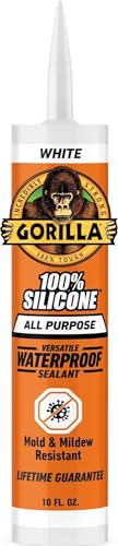 Gorilla 100% Silicone Waterproof Caulk 10 oz cartridge