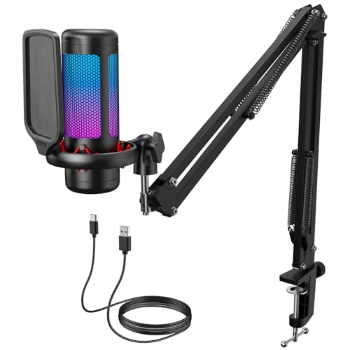 TONOR TC310+ microphone with RGB lighting