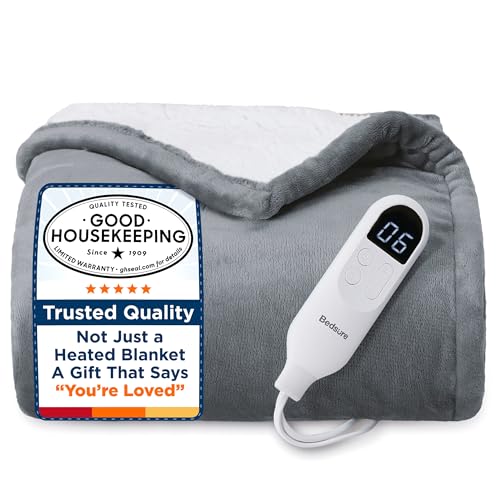 Bedsure Heated Throw Blanket Grey 50x60 folded