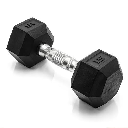 CAP Barbell 15 LB coated hex dumbbell full view