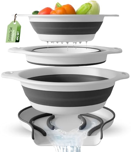 Gevoli collapsible colander 3-pack set in white