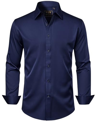 J.VER Men's Dress Shirt Navy Blue front view