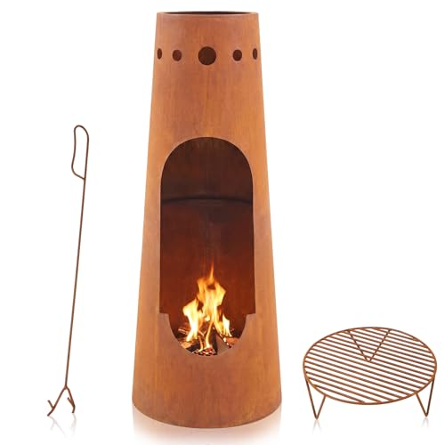 Ferrochef 50 inch outdoor chiminea exterior