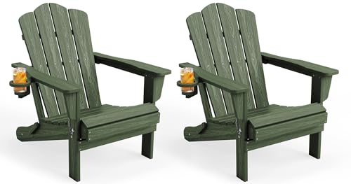 KINGYES Folding Adirondack Chair Set of 2 in Avocado