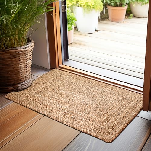 Hausattire Natural Jute Braided Kitchen Rug