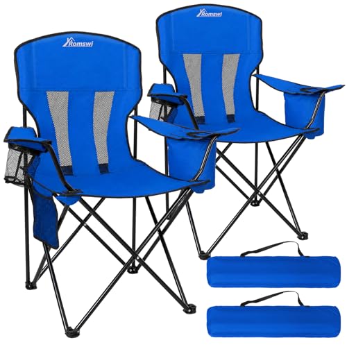 Romswi Camping Chairs 2 Pack Blue