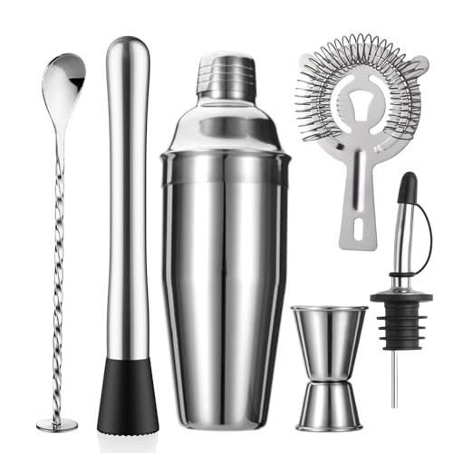 ZPUFAW 6-Piece Cocktail Shaker Set stainless steel components