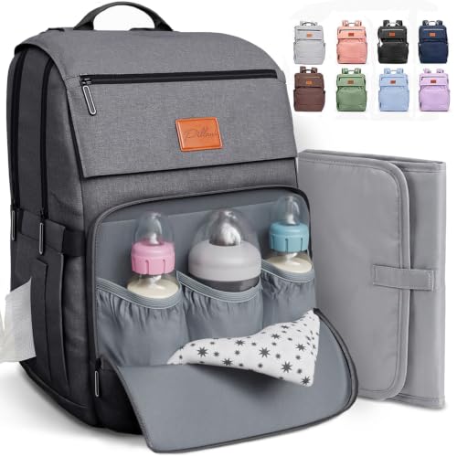 Pillani Baby Diaper Bag Backpack 26L Grey front view