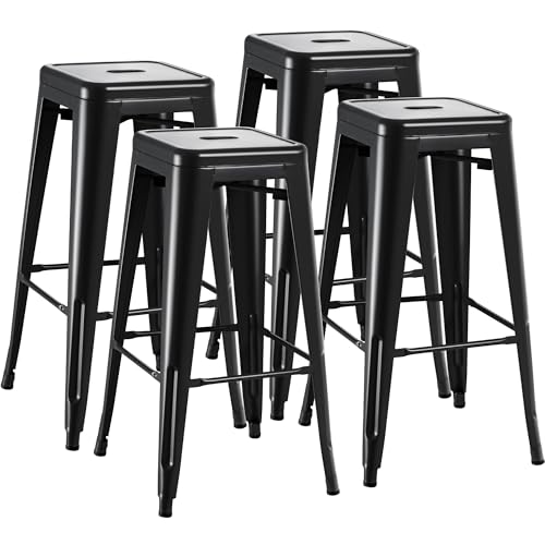 Furmax 30 inch black metal bar stools set of 4