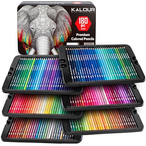 KALOUR 180 colored pencil set tin case