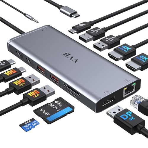VVB 14-in-1 gray USB C docking station top view