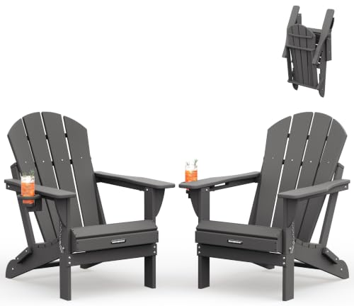 MUCHENGHY Folding Adirondack Chairs Set of 2 Grey profile