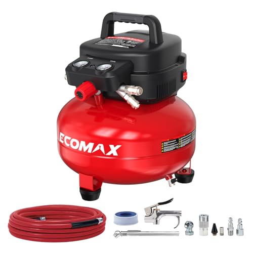 ECOMAX 6 Gallon pancake air compressor front view