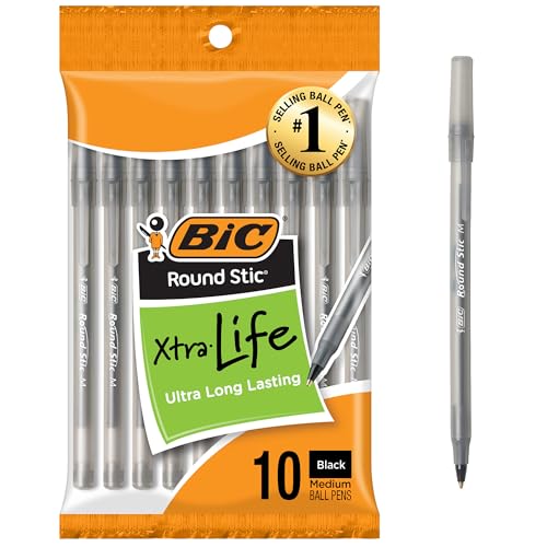 BIC Round Stic Black Ballpoint Pens 10-count pack