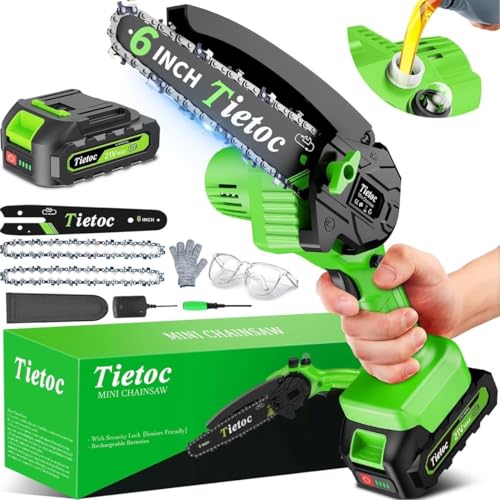 Tietoc 6-inch cordless mini chainsaw green