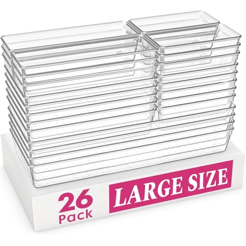Criusia 26 piece clear drawer organizer set