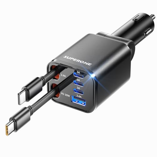 SUPERONE 99W Retractable Car Charger PT-27 black unit