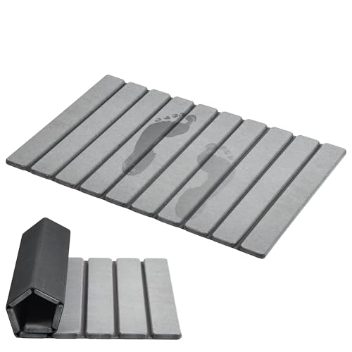 AWW Foldable Stone Bath Mat Grey perspective