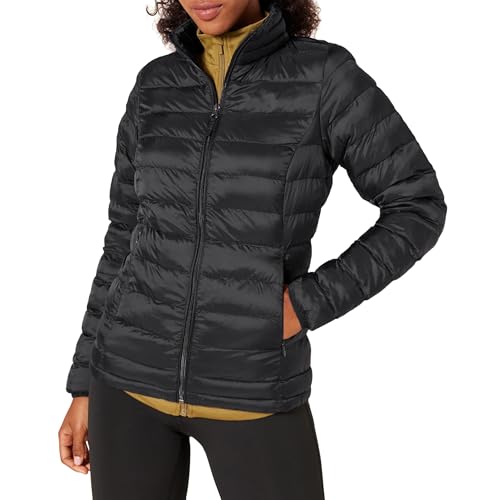 Essentials women's black puffer jacket front view