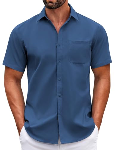 COOFANDY Men's Summer Lightweight Button Down Shirt front view