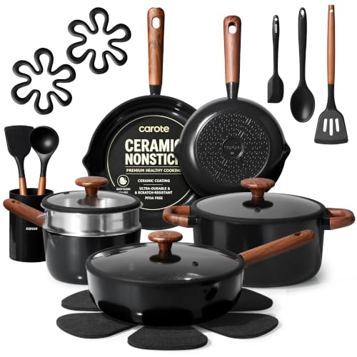 CAROTE 21pcs Ceramic Cookware Set full collection