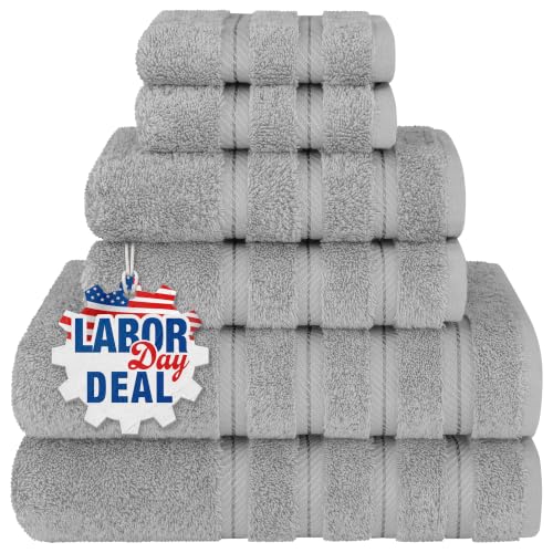 American Soft Linen 6-piece towel set in light grey