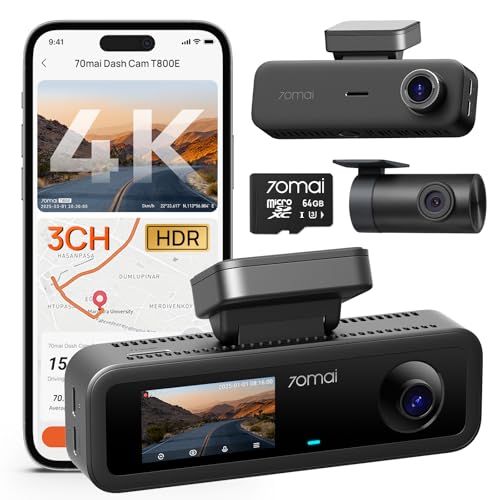 70mai T800E 4K front and rear dash cam system