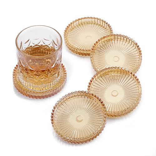 OGANAZI Modern Clear Coasters Set of 5 top view