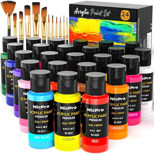 Nicpro Acrylic Paint Set 24 colors full kit
