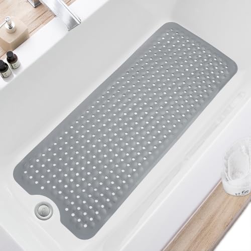 TEESHLY 40 x 16 Inch Non-Slip Bath Mat in gray