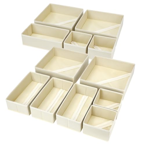 DIMJ 12 Pack Drawer Organizer Beige set