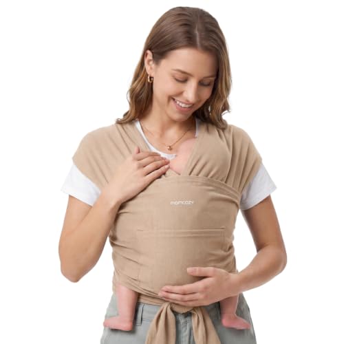 Momcozy Baby Wrap Carrier in Light Curry front view