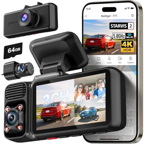 REDTIGER F17 4K 3CH Dash Cam front view