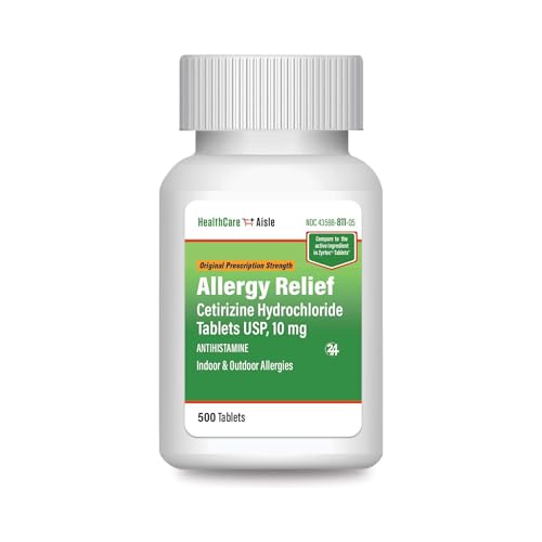 HealthCareAisle Allergy Relief Cetirizine 500 count bottle