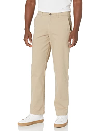 Essentials Men's Straight-Fit Stretch Chino Khaki front view
