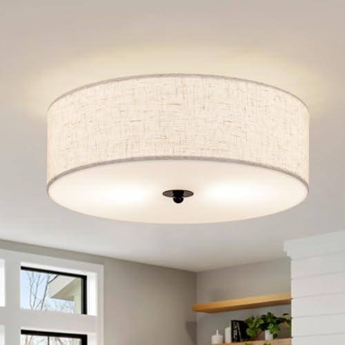 CALOKES 13-inch beige flush mount light