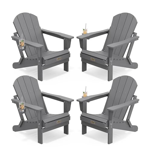 SERWALL Folding Adirondack Chair Set of 4 in gray