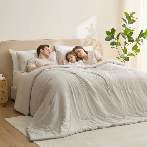 Bedsure Oversized King Comforter Beige top view