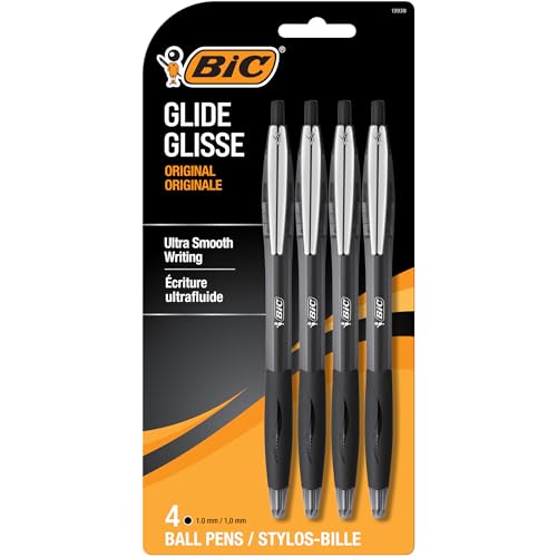 BIC Glide Black Retractable Ballpoint Pens 4-count pack