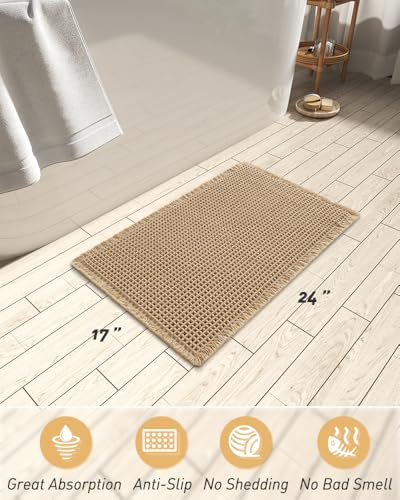 Close up texture of AMOAMI waffle bathroom rug