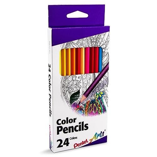 Pentel Arts Colored Pencils Assorted Colors Set of 24 CB8-24 box