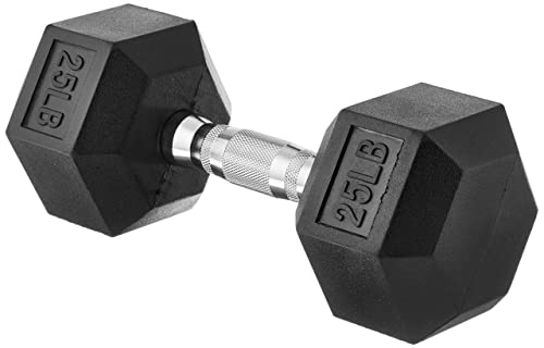 Basics 25 lb Rubber Hex Dumbbell black