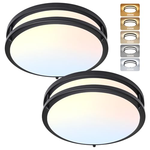 AKAARI 12 Inch black flush mount light 2-pack