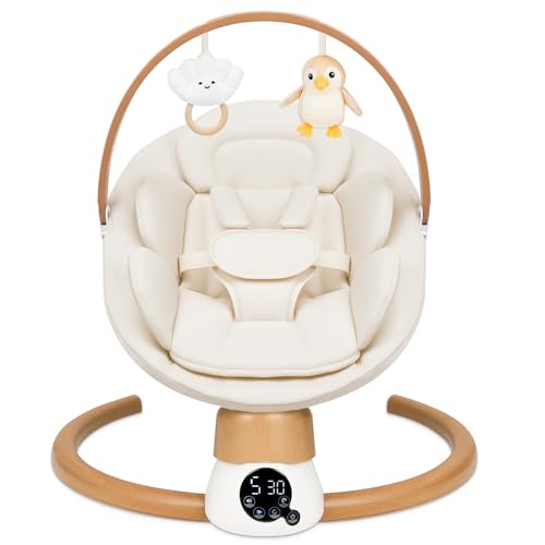 Uuoeebb Electric Portable Baby Swing Beige front view