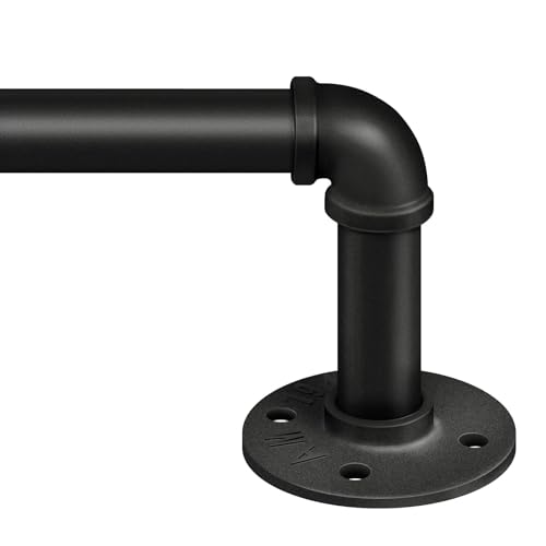 Zeerobee industrial black curtain rod full view